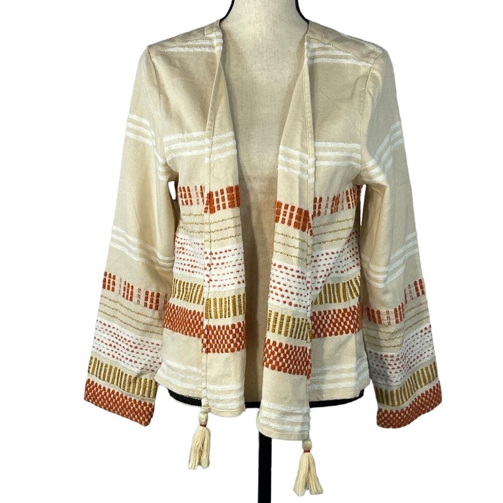 Soft Surroundings Large Juliette Cardigan Topper Open Front Long Sleeve Tasseled